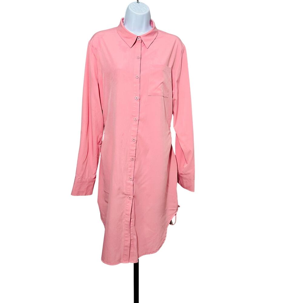 Pink Button Up Shirt Dress - Picture 2 of 6